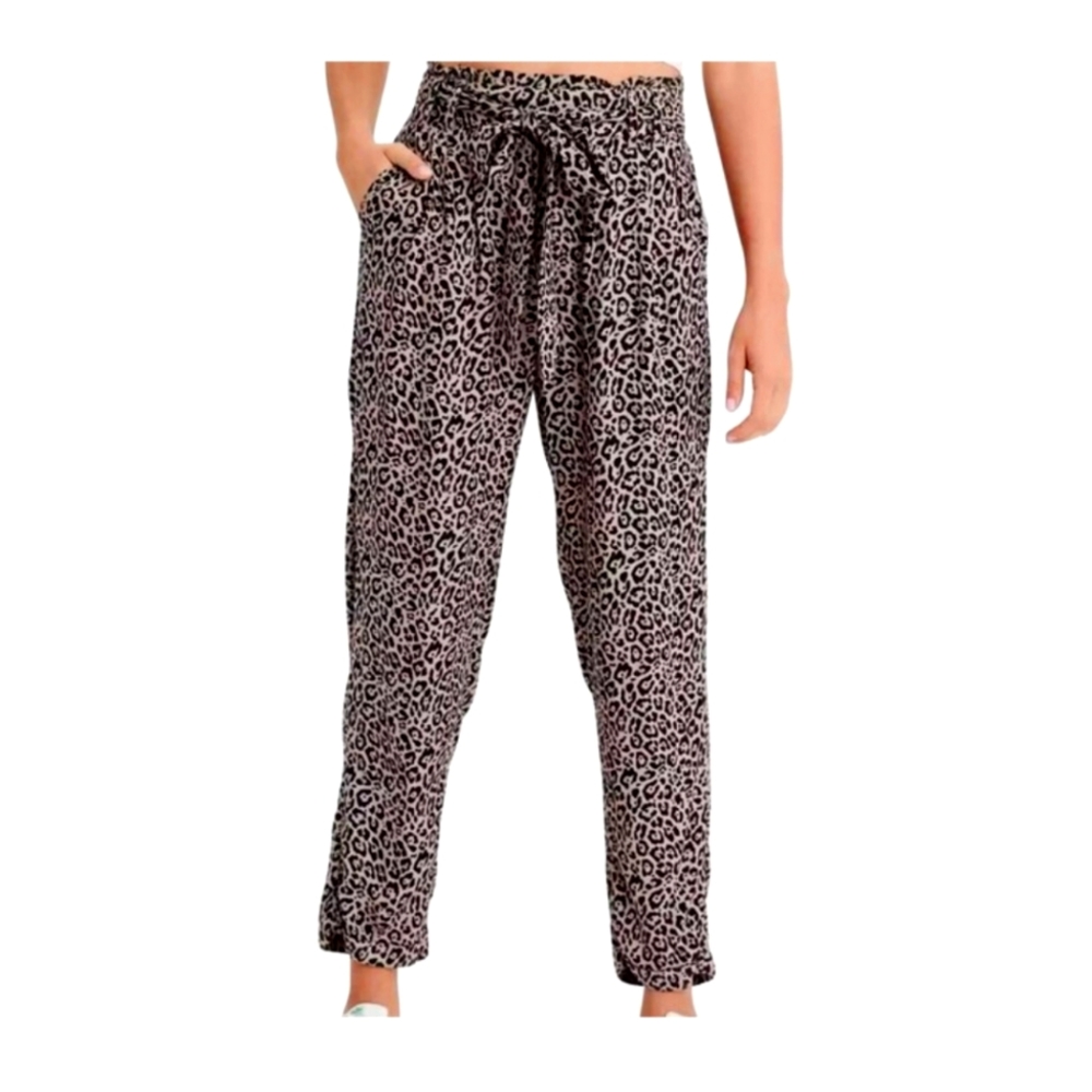 Leopard print tie pants